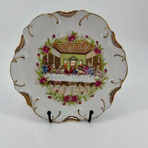 Vintage 8-Inch Decorative 18K Gold Trimmed "The‎ Last Supper" Plate